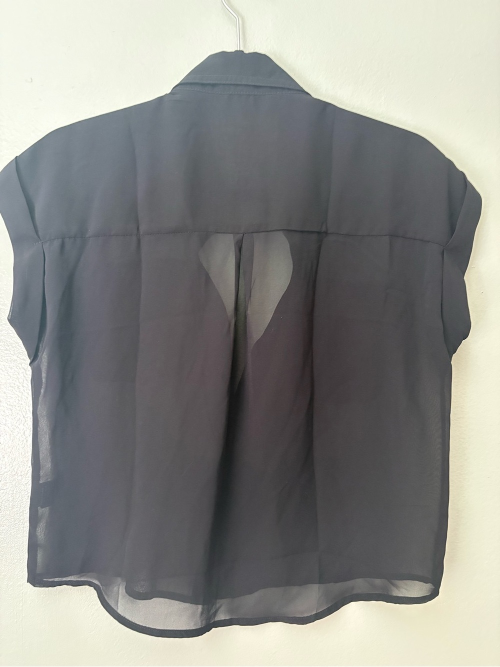 Shinestar Black Sheer Utility Button-Front Blouse - Picture 5 of 6